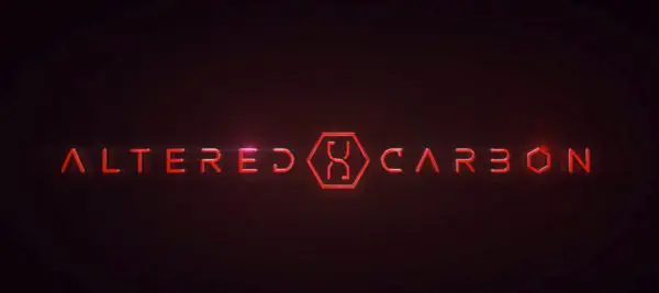 Altered Carbon logo with red glow.