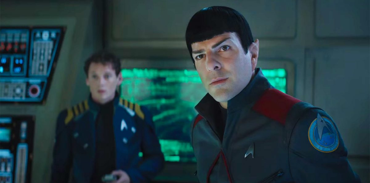 Spock in Star Trek uniform, serious expression.