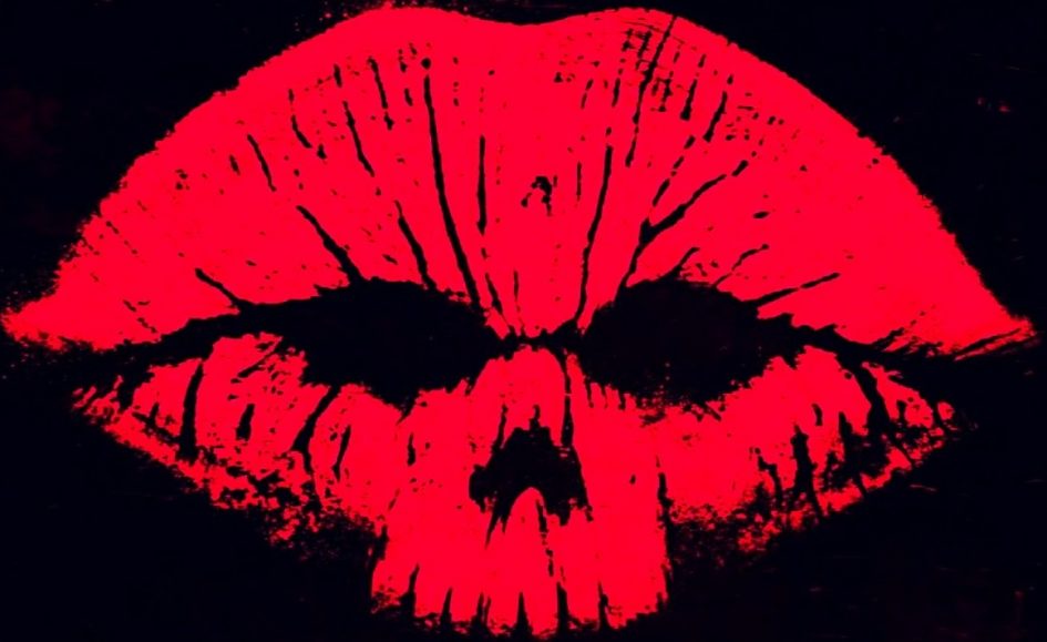 Red lips forming a skull shape.