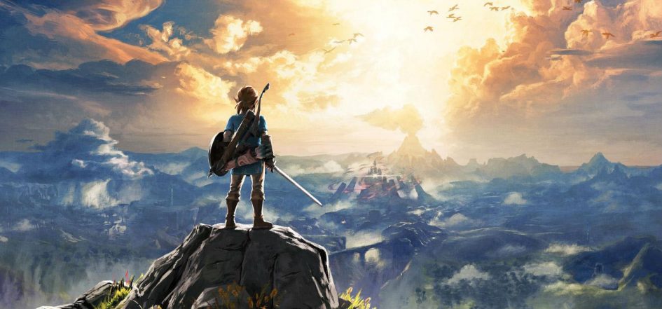 Link overlooking a mountainous landscape.