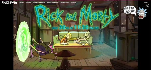 Rick and Morty season premiere on Adult Swim.