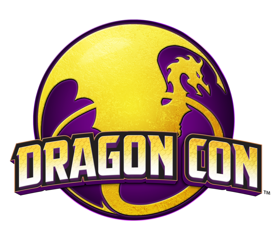 Dragon Con logo with a dragon.