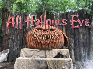 Giant scary pumpkin at Nashville Haunted Woods