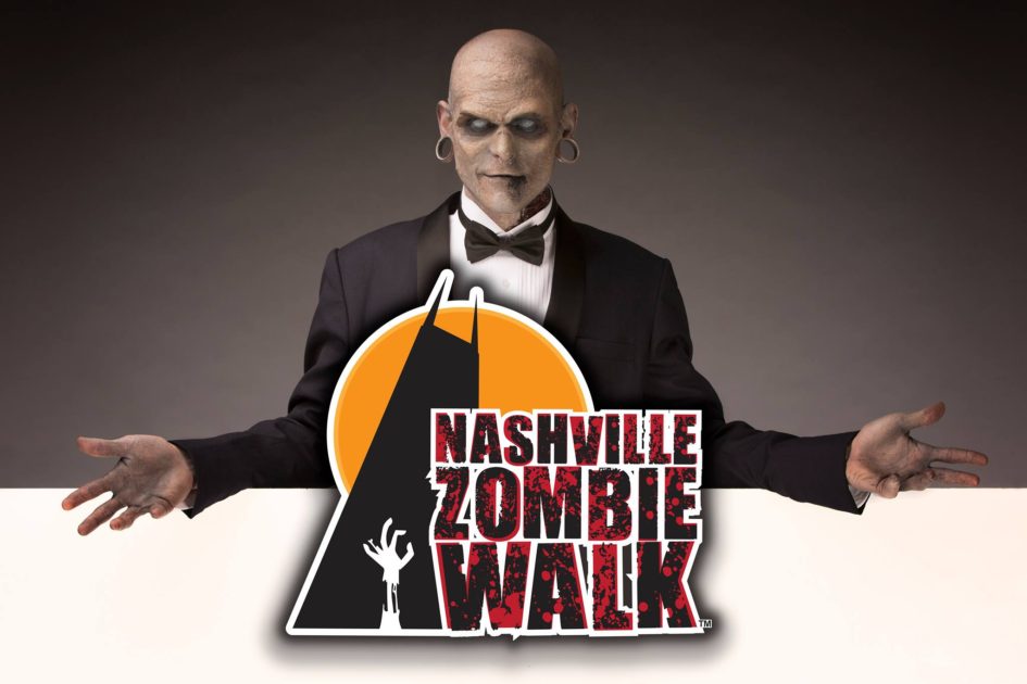 Zombie in suit for Nashville Zombie Walk.