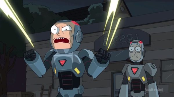 Rick and Morty in robot suits.