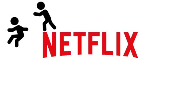 Stick figure falling off Netflix logo.