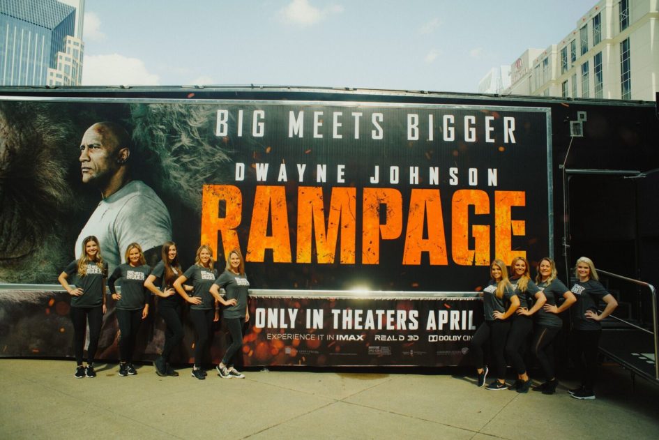 Rampage movie poster with women in front.