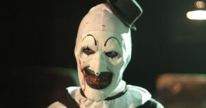 Terrifier clown smiling