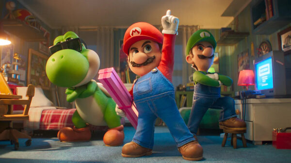 Yoshi, Mario and Luigi pose for action in The Super Mario Galaxy Movie (2026)